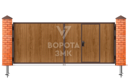 Деревянные распашные ворота с калиткой 3000×3000 ЗМК-5294